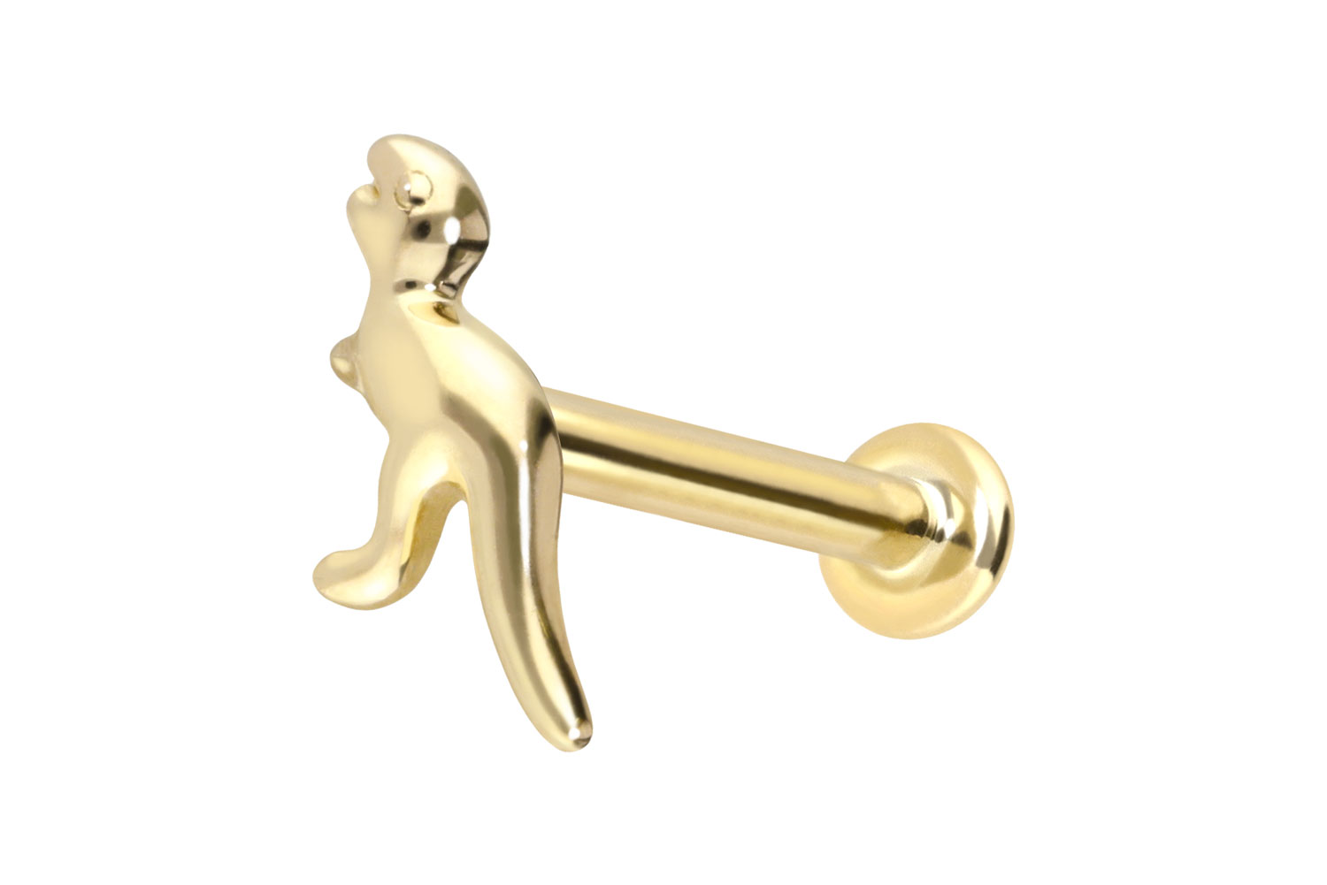 14 Karat Gold Labret Piercing mit Push Fit DINOSAURIER